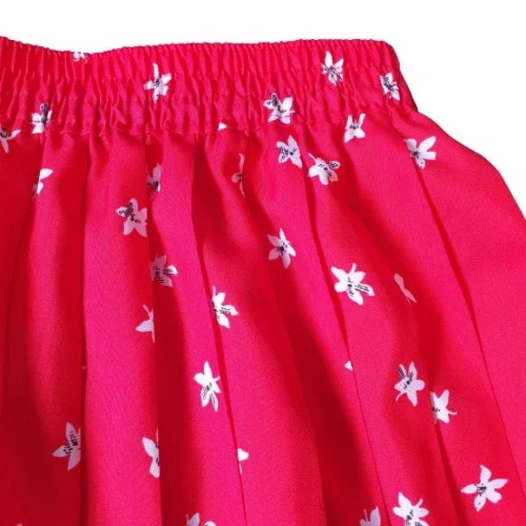 Size 12 Vintage Floral Pleated Elastic Waist Midi Skirt - Picture 3 of 5